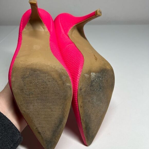 Charlotte Russe Women's Size 7,5 M Pink Snake Skin Pumps 3,5” Heels Pointed Toe - Picture 6 of 12